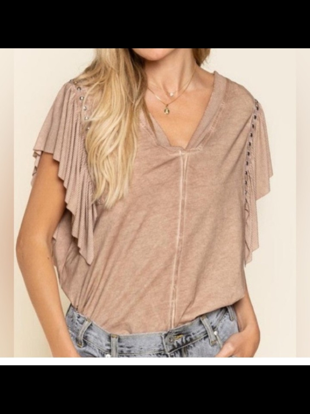 NEW IN ORIGINAL BAG POL V-Neck Flutter Sleeve Blouse
